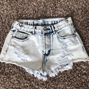 Acid-Wash Denim Shorts